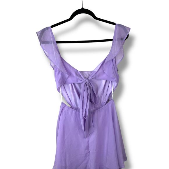 Lulus NWOT Elegant Event Lavender Woven Ruffled Tie-Back Tiered Maxi Dress - Picture 9 of 10